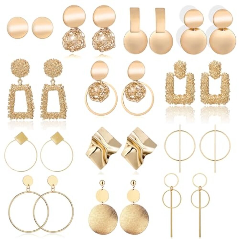13 Pairs Statement Drop Dangle Earrings